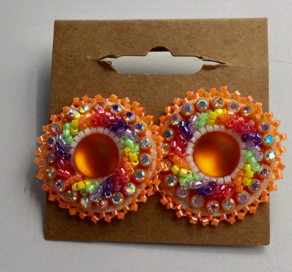 Beaded earrings/ orange