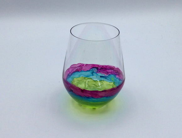 Wine Glass pink/ turquoise/ green