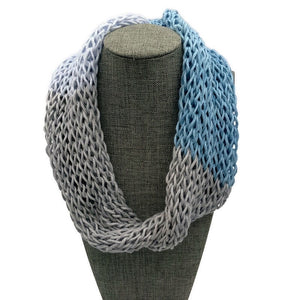 Summer cowl, cotton, shades of blue, grey.